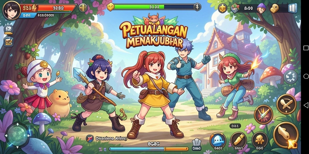 Screenshot utama 8G8G menampilkan sistem pertempuran yang mendebarkan.