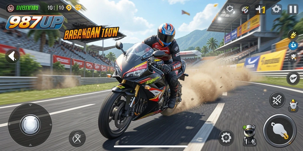 Gameplay balapan motor yang intens dan realistik.