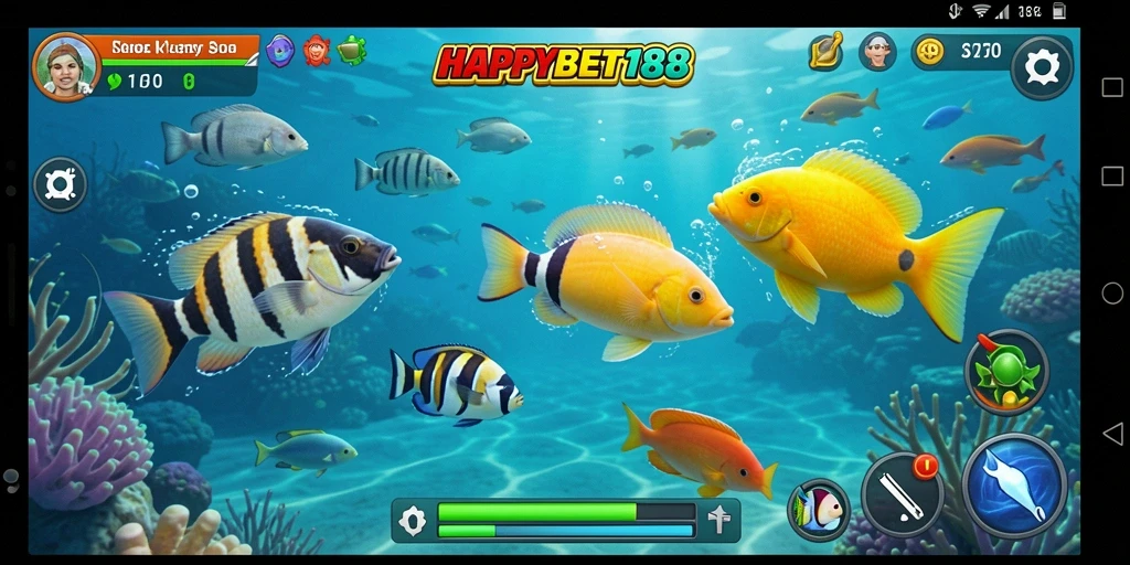 Layar gameplay Tembak Ikan yang mendebarkan di HAPPYBET188.