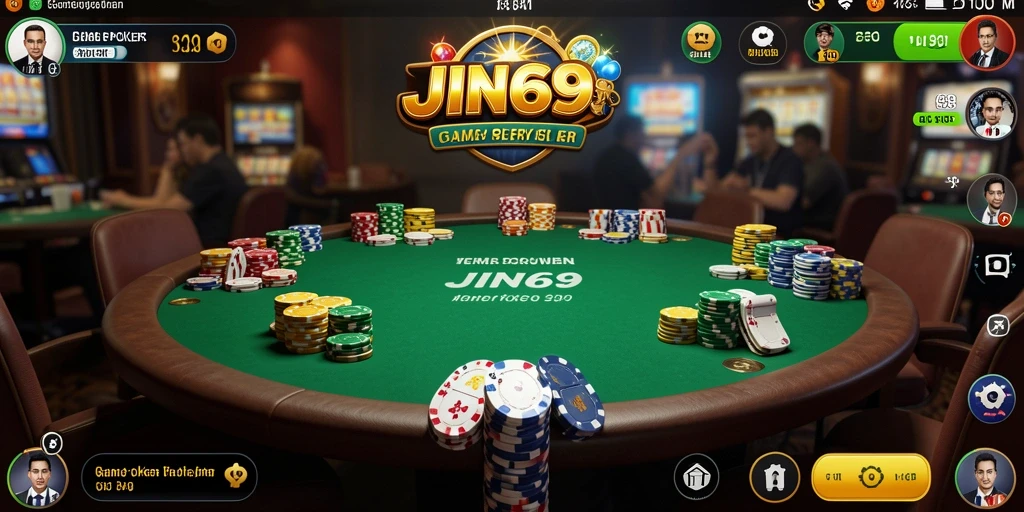Screenshot utama JIN69 menampilkan gameplay Poker yang seru.