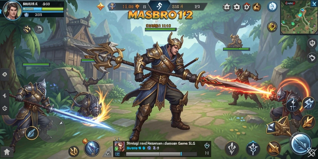 Screenshot gameplay MASBRO12 yang menampilkan pembangunan kerajaan.