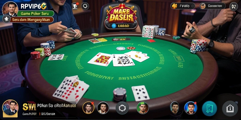 Screenshot utama RPVIP6 menampilkan aksi seru permainan Poker.
